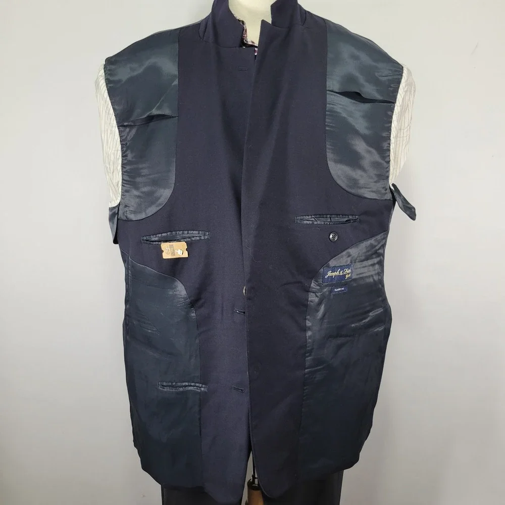 Joseph Feiss Men's Sport Coat‎ Blazer Two Button Navy Blue Wool Size 50R
